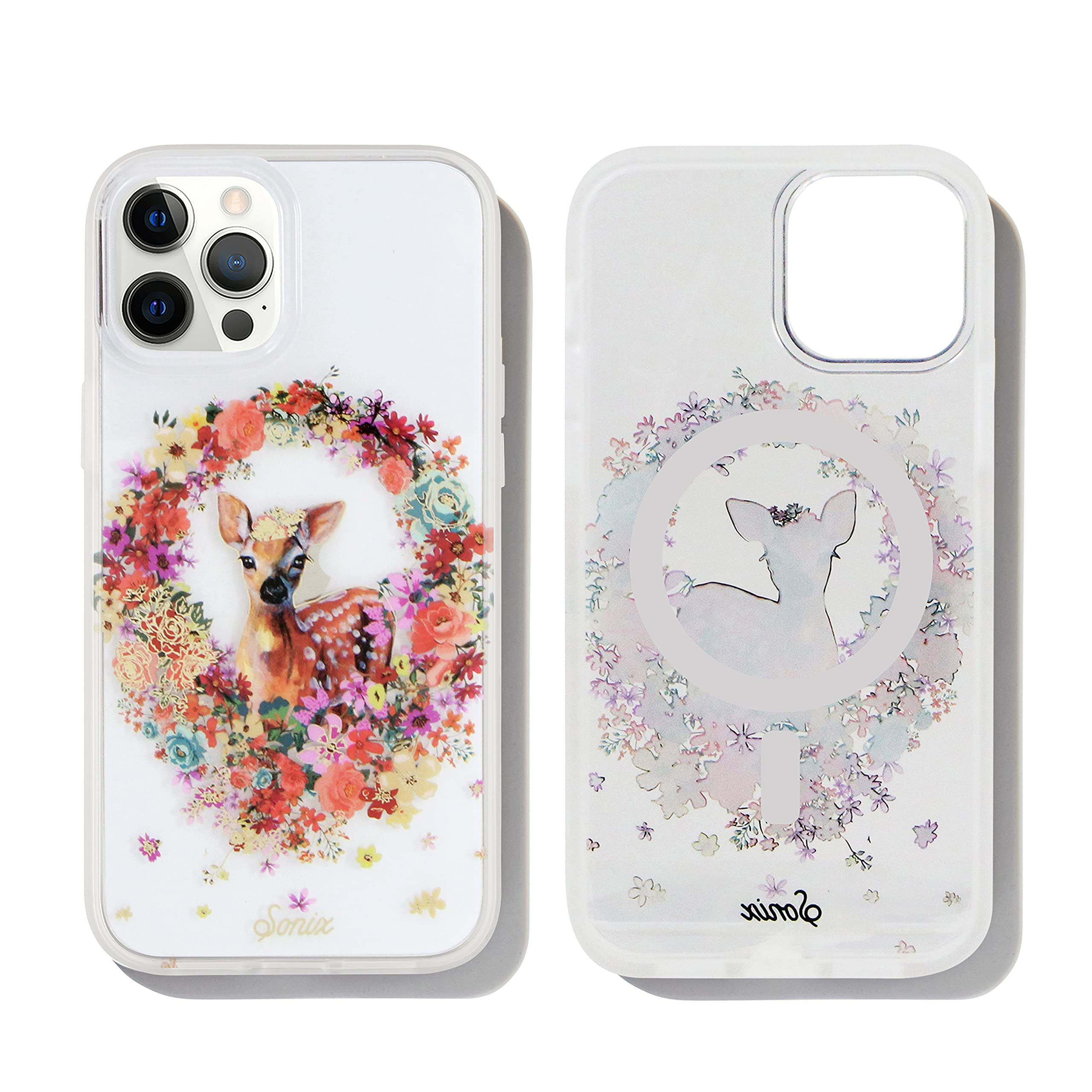Sonix Fawna MagSafe Compatible iPhone 12 Pro Max Case - 10ft Drop Tested Protective Cover with Deer Flower Wreath Design | Perfect for Outdoor Adventures, Daily Use & Wireless Charging
