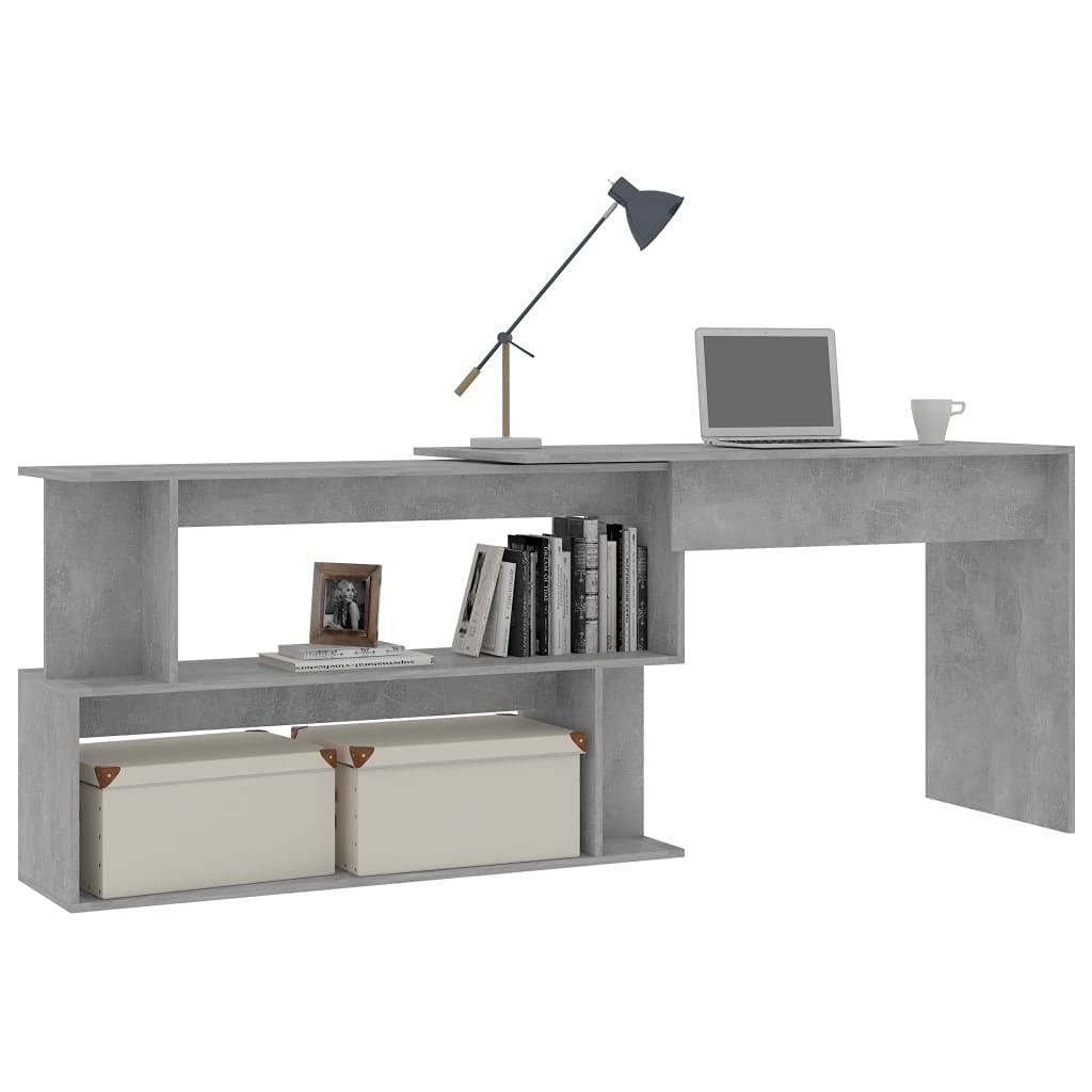 Rotatable L-Shaped Corner Desk with Open Compartments - 47.2