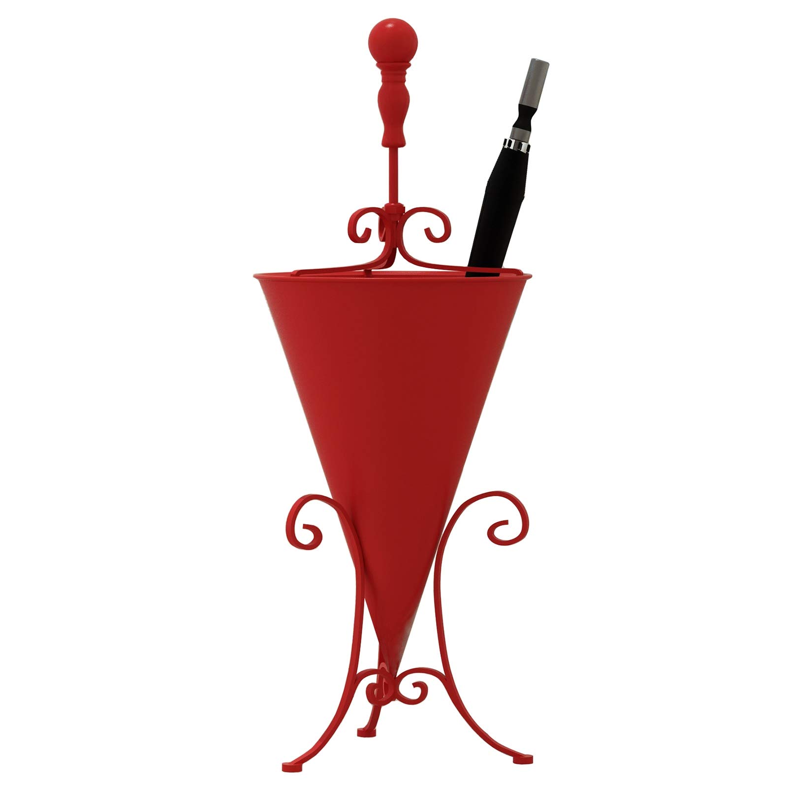 LXLA Metal Umbrella Stand - Creative Umbrella Shaped Holder for Hallway, Entryway & Home - Free Standing Organizer for Office, Hotel & Indoor Use - Red (Perfect for Rainy Days & Home Decor)