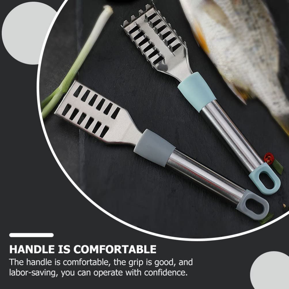 2 Pack Stainless Steel Fish Scale Remover Scraper - Efficient Fish Descaler Tool for Kitchen, Cleaning Fish Skin & Scales - Perfect for Home Cooking, Camping, and Seafood Prep