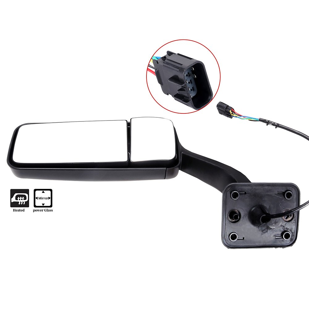 Heated Power-Adjusted Black Manual Folding Truck Hood Mirror - Compatible with 2008-2016 Freightliner Cascadia (Left Side Upgrade) | Durable Rearview Mirror for Enhanced Visibility & Safety in All Weather Conditions