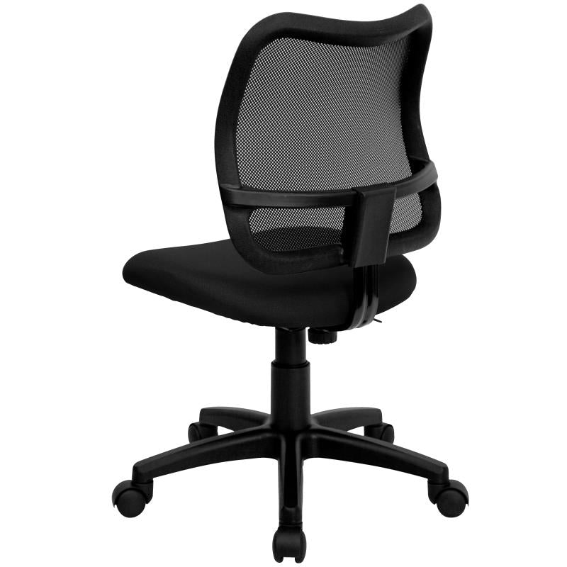 FLASH Mid Back Black Mesh Swivel Task Office Chair - Ergonomic Adjustable Height Computer Desk Chair for Home & Office Use - Perfect for Long Hours of Work or Gaming