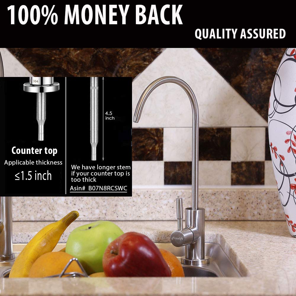 Frizzlife RO Water Filter Faucet - Stainless Steel Drinking Water Faucet for Reverse Osmosis Systems | Brushed Nickel Finish | Fits Most RO Filtration Systems | Perfect for Kitchen Sink & Pure Drinking Water