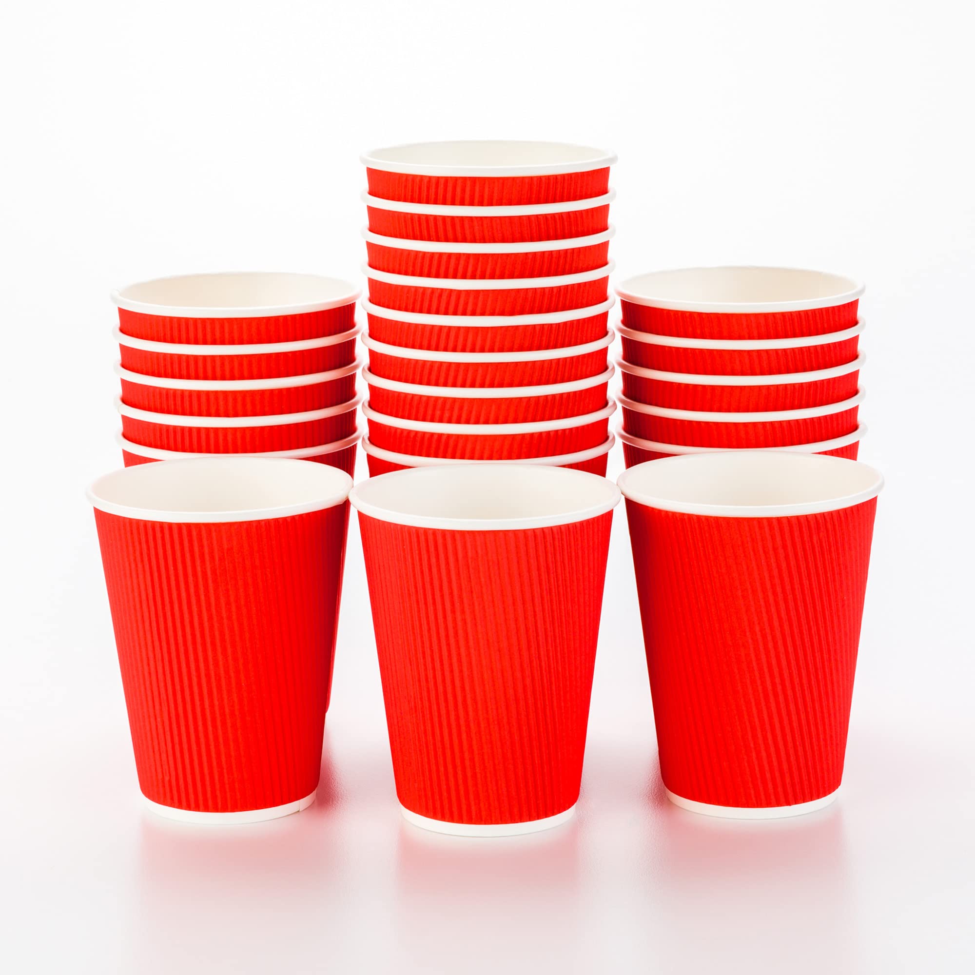 12oz Disposable Coffee Cups - 25 Pack Insulated Ripple Wall Hot Paper Cups with Rolled Rim for Coffee, Tea, Hot Chocolate | Eco-Friendly Restaurantware for Cafes, Offices & Home Use (Lids Sold Separately)