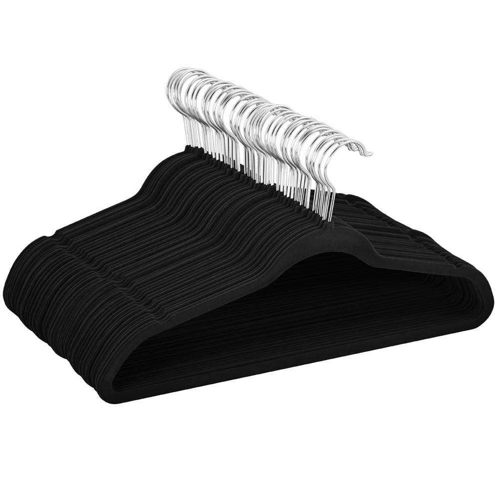 Yaheetech 400-Pack Non-Slip Velvet Hangers with 360° Swivel Hook - Ultra Thin Space Saving Clothes Hangers for Coats, Jackets, Pants & Dresses - Perfect for Closet Organization & Wardrobe Storage (Black)