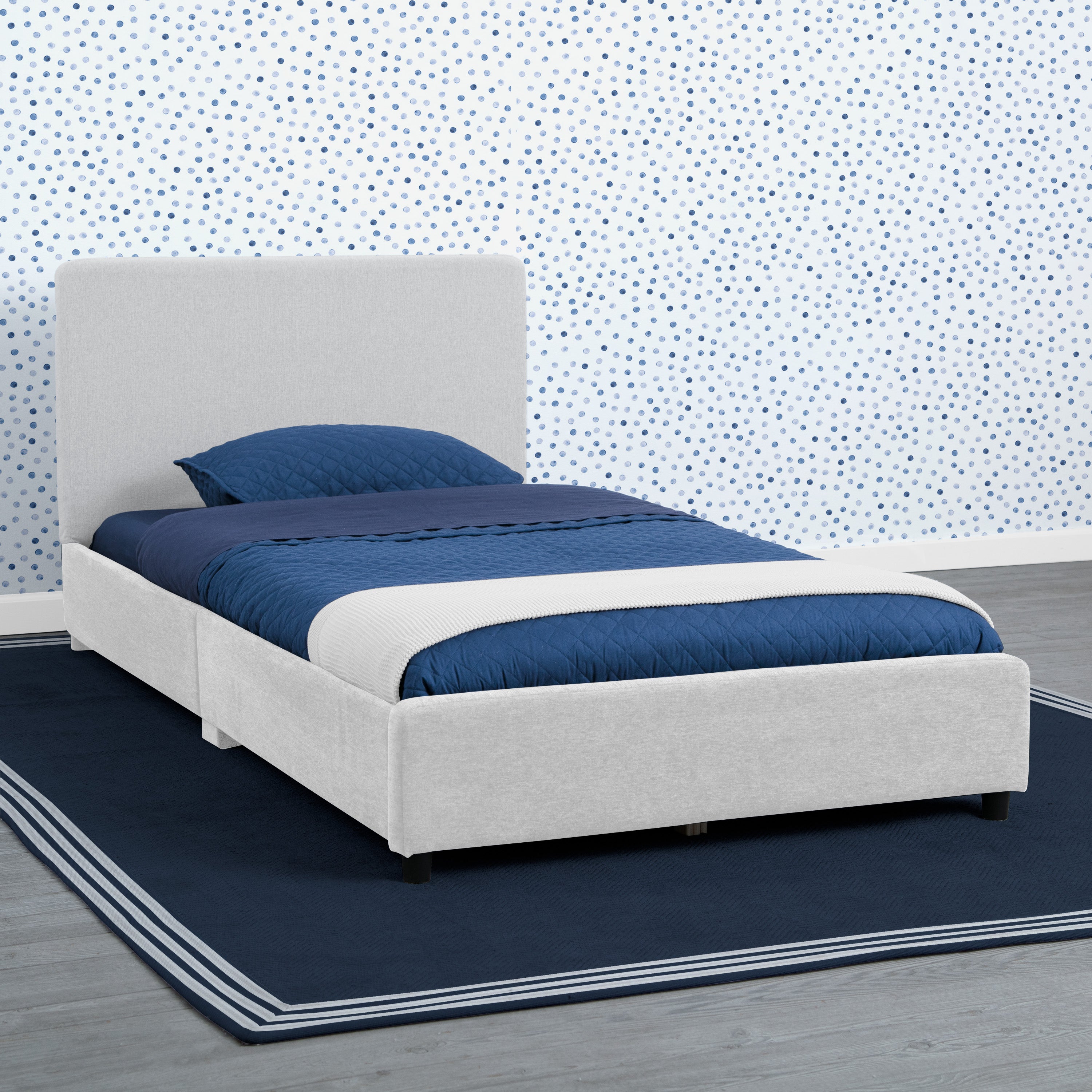 Upholstered Twin Bed with Headboard - Soft Fabric Bed Frame for Kids & Teens - Perfect for Bedrooms, Dorms & Guest Rooms