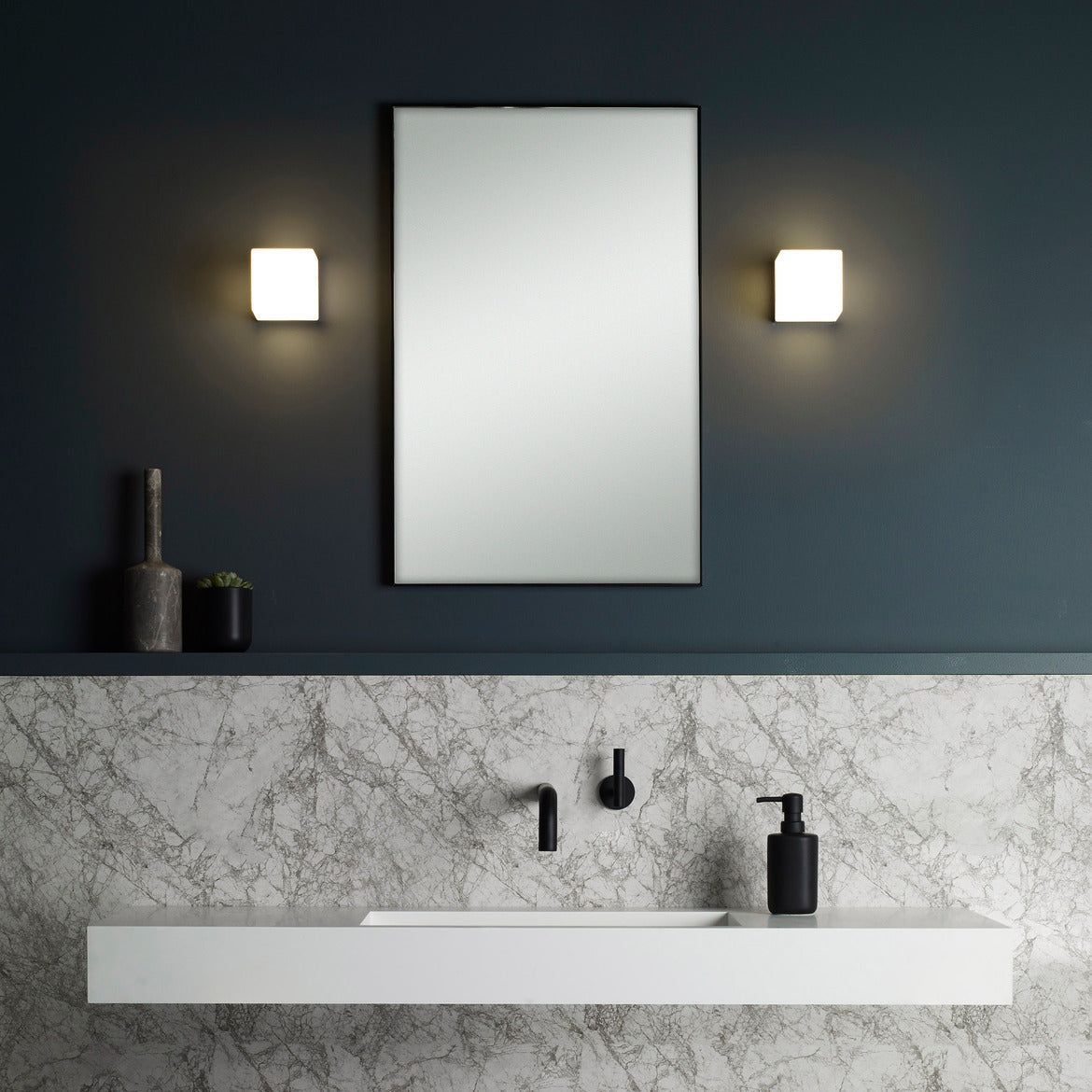 Waterproof Cube Bathroom Wall Light IP44 - Polished Chrome Finish for Modern Home & Spa Decor