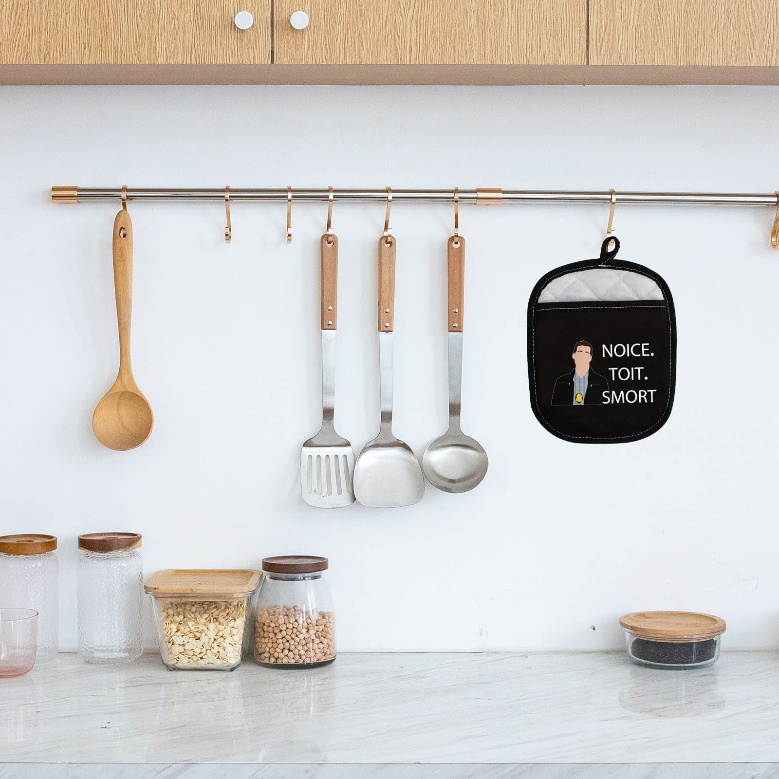 Funny Brooklyn Nine-Nine Oven Mitts - Noice Toit Smort Baking Gifts for Jake Peralta Fans | Perfect for Cooking, Baking & TV Show Themed Parties