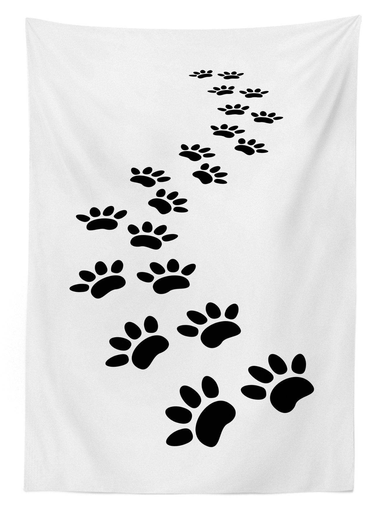 Lunarable Washable Outdoor Tablecloth - Monochrome Paw Print Design with Kitten and Dog Pet Theme, 58