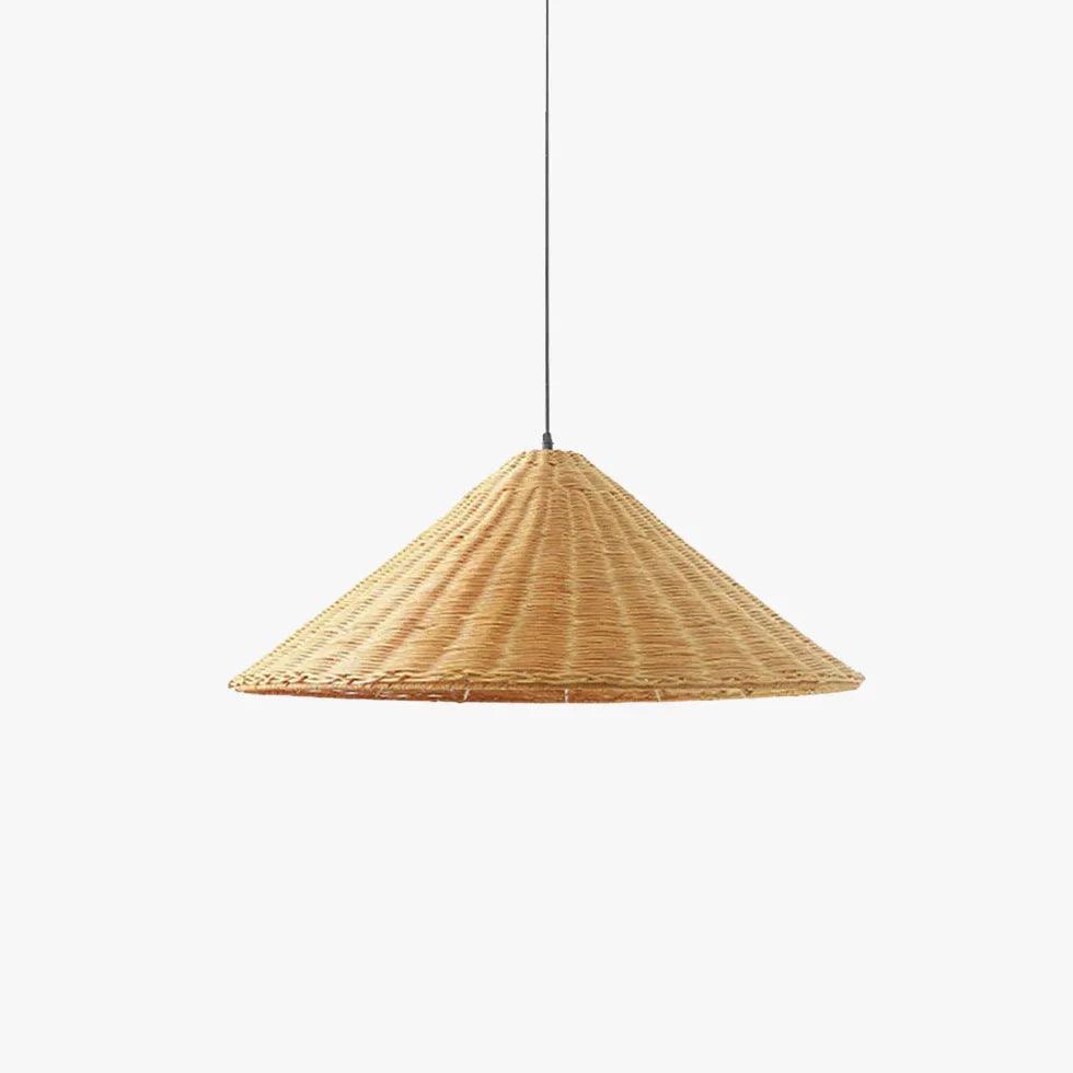 Handwoven Rattan Cone Pendant Light - Natural Boho Chandelier for Dining Room, Kitchen Island, or Bedroom Decor