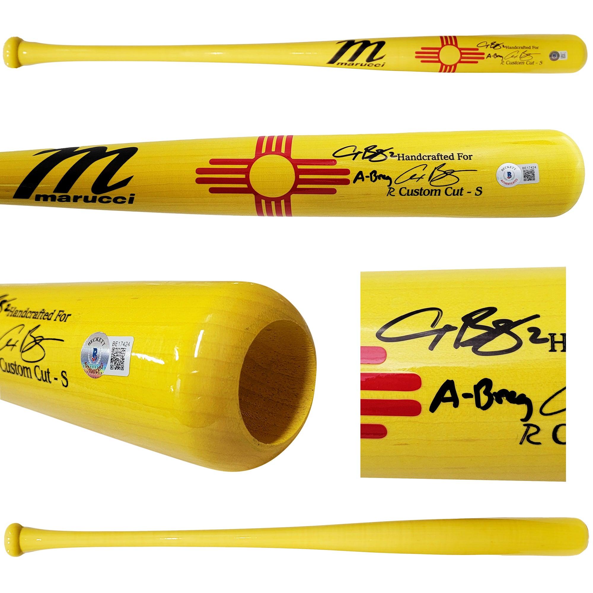 Alex Bregman Autographed Houston Astros Game Used Yellow Marucci Bat - Beckett BAS Certified #206493 - Perfect for Baseball Memorabilia Collectors and Astros Fans Display