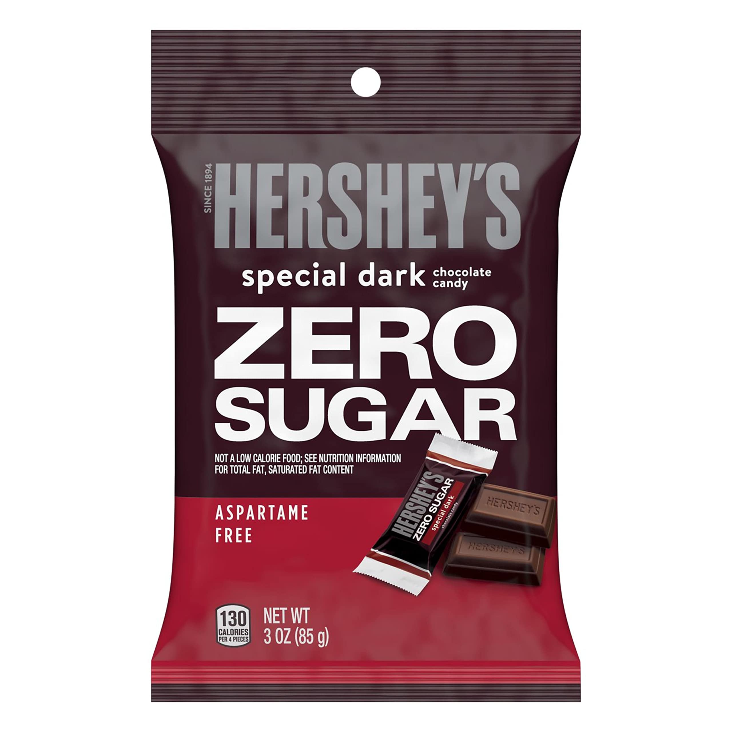HERSHEY'S SPECIAL DARK Zero Sugar Chocolate Candy Bag, 3 oz - Keto Friendly Dark Chocolate Snacks for Diabetics, Low Carb Treats for Weight Loss & Healthy Lifestyle