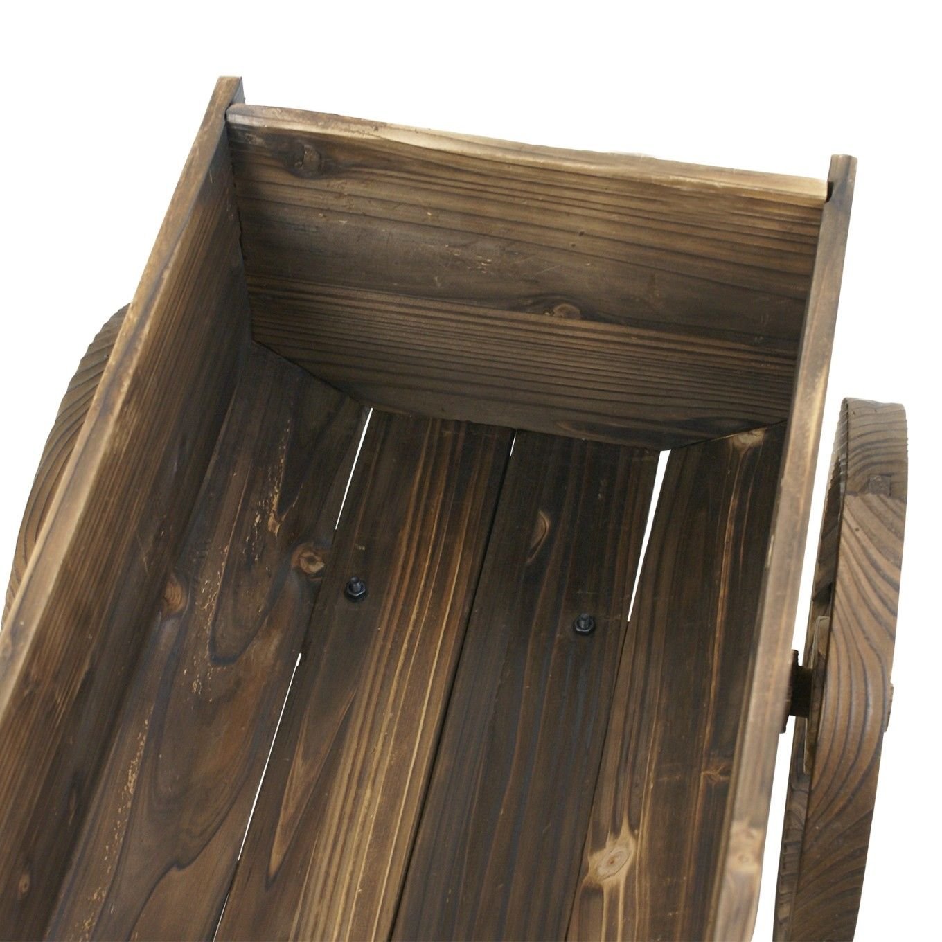 **Wooden Garden Wagon Planter with Wheels - Outdoor Flower Pot Stand for Patio, Yard, and Home Decor - Perfect for Plants, Herbs, and Decorative Displays**