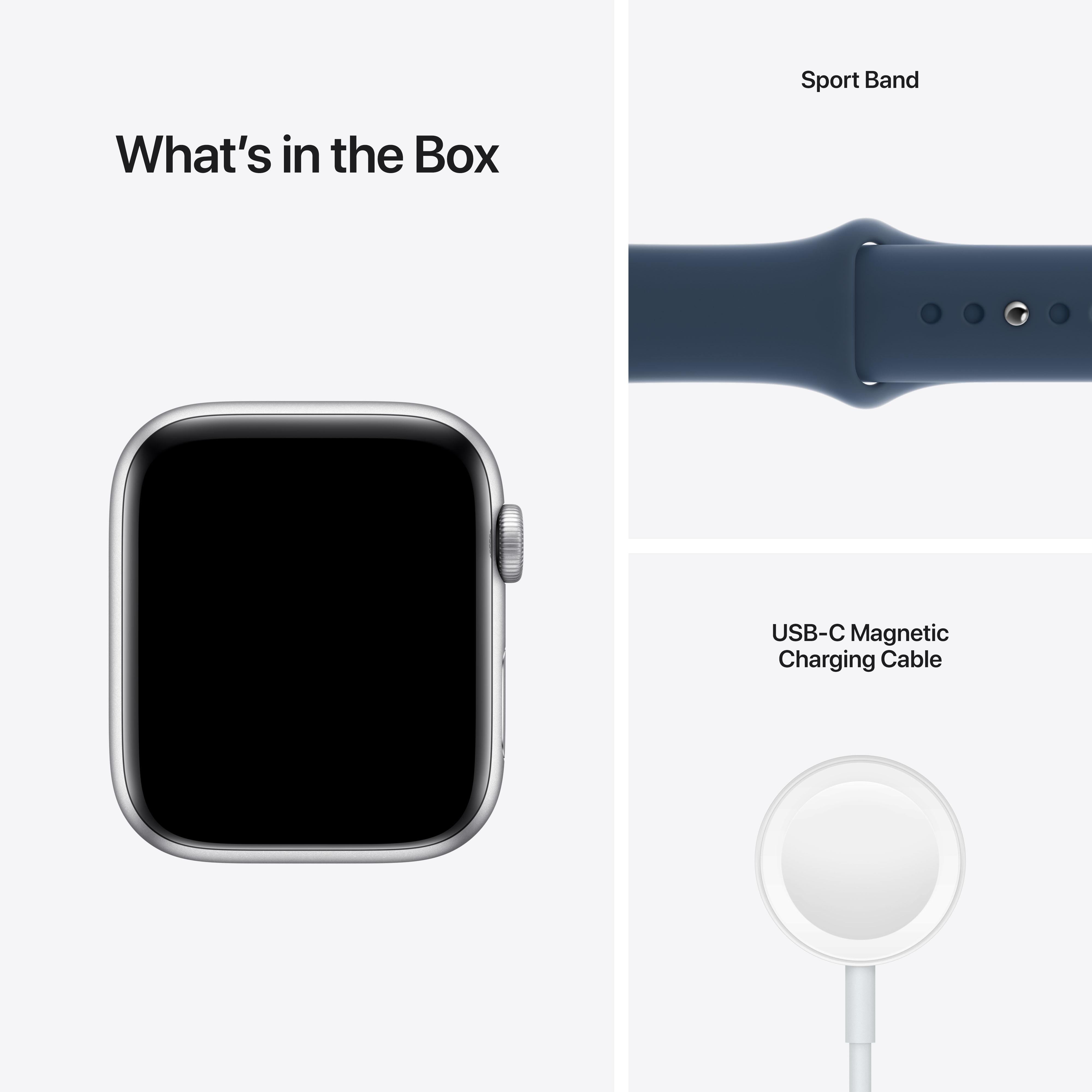Apple Watch SE (GPS) 44mm Silver Aluminum Case with Abyss Sport Band - Perfect for Fitness Tracking, Running & Everyday Wear