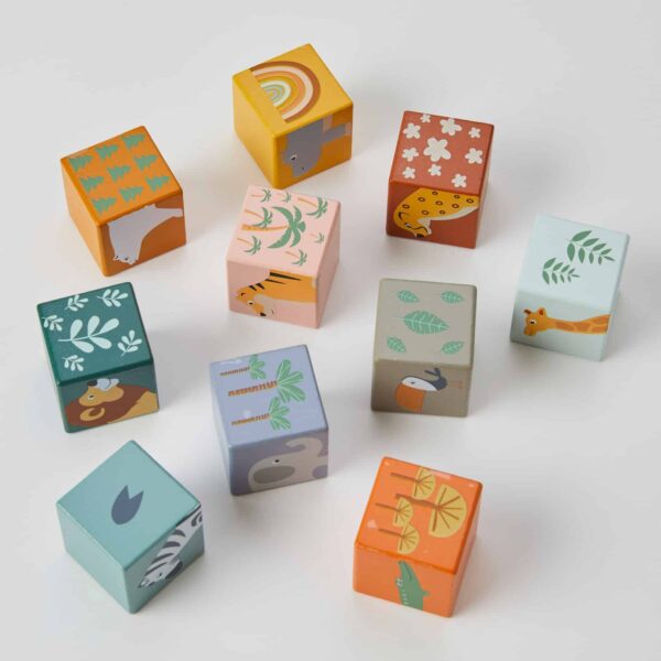 Wooden Jungle Animals Block Set - Educational Toy for Toddlers - Perfect for Learning & Playtime at Home or Preschool