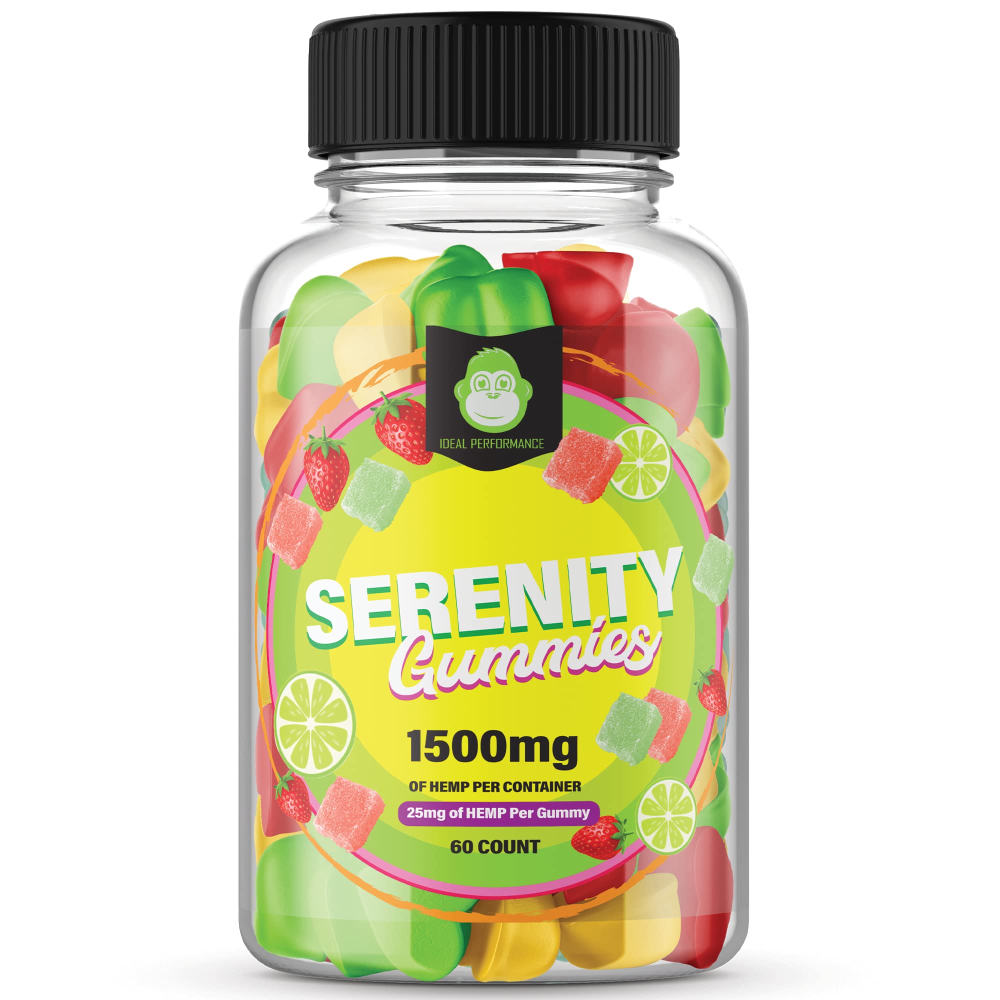 Green Ape Serenity Gummies 1500mg Extra Strength (60 Count) - Premium CBD Relaxation Supplement for Stress Relief & Better Sleep