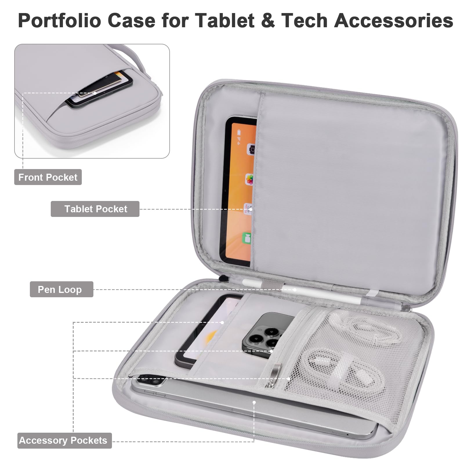 Premium 9-11 Inch iPad Carrying Sleeve Case - Shockproof Padded Tablet Pouch Bag for iPad Pro 11 (2022-2018), iPad 10.9 (10th Gen), iPad Air 5/4, Galaxy Tab S9/S8 (11