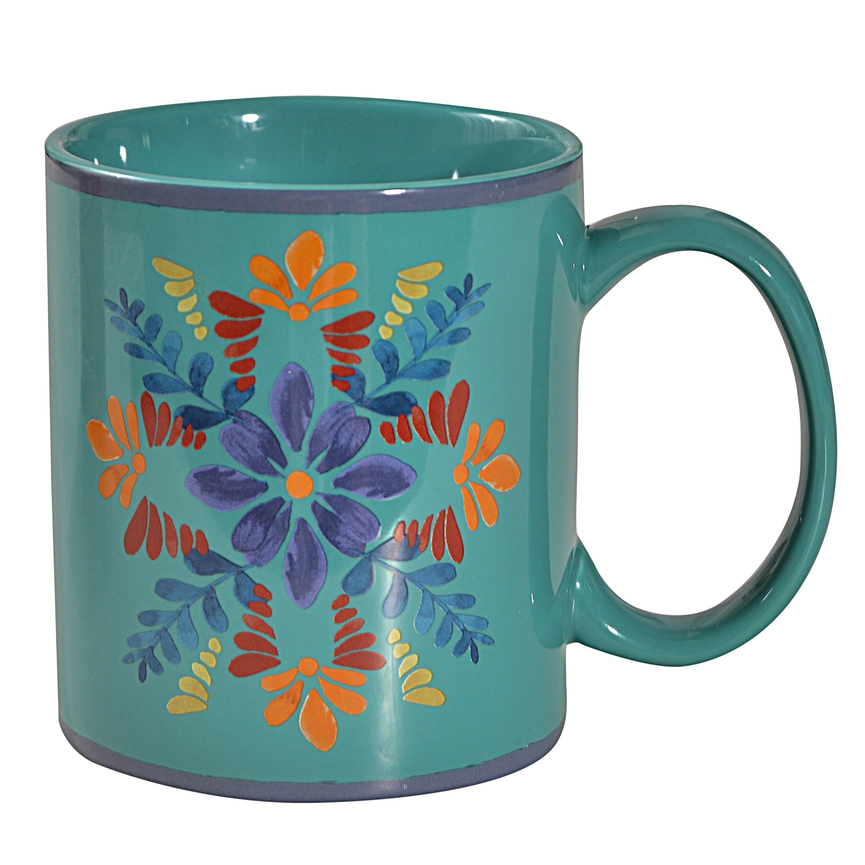 Bonita Turquoise Coffee Mugs - Set of 4 Ceramic Cups for Tea, Hot Chocolate & Espresso - Perfect for Home, Office or Gift Giving