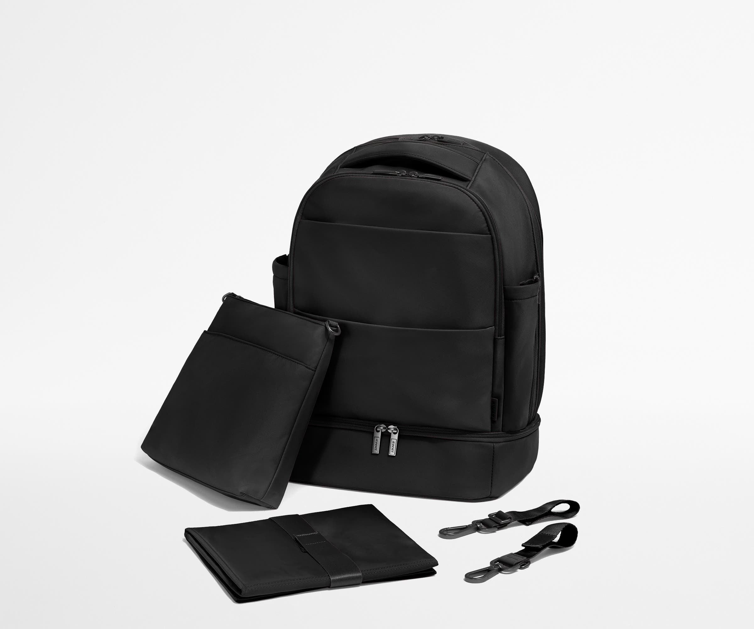 Premium Double Diaper Backpack in Jet Black - Spacious Baby Essentials Organizer for Travel, Hiking & Daily Parenting - Waterproof & Durable Design