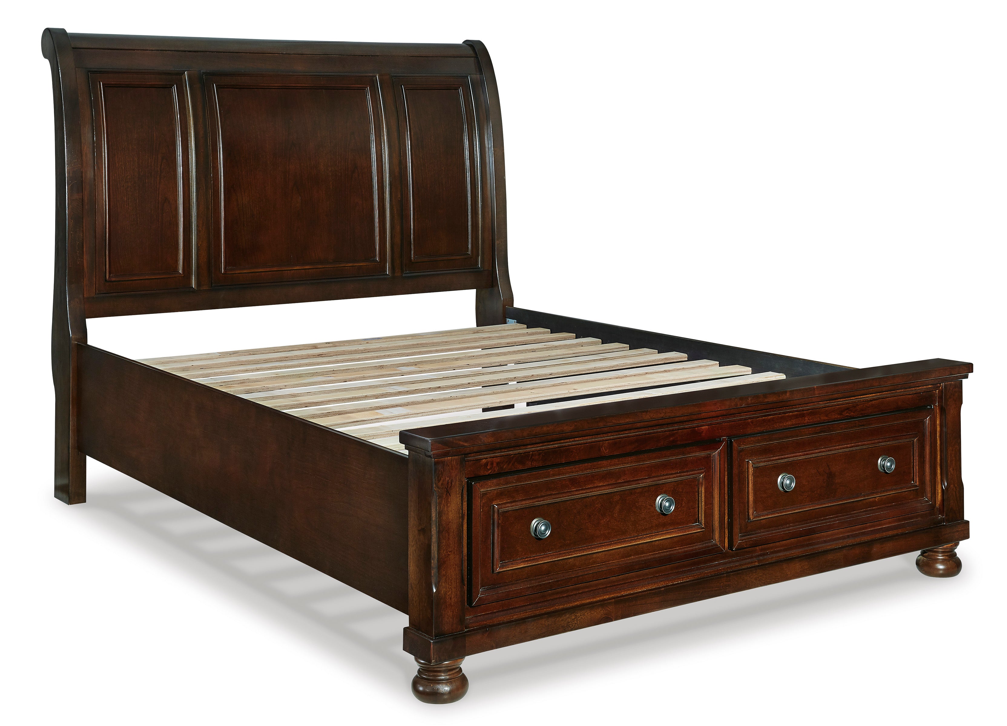 Paige Sleigh Storage Bed - Queen Size, White Finish, Underbed Drawers for Extra Storage | Perfect for Small Bedrooms, Guest Rooms & Dorm Rooms