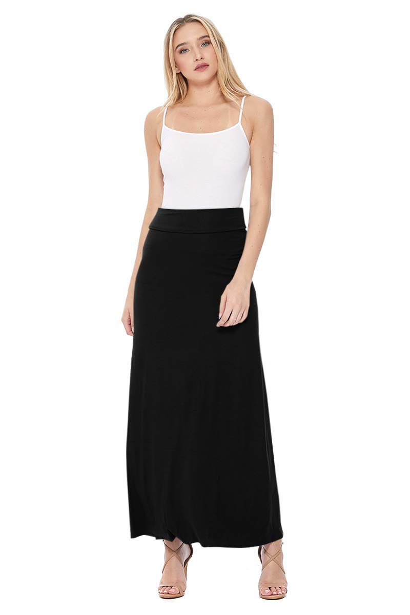 FashionJOA Women's Stretchy Flowy Maxi Skirt with Elastic Waistband - Comfortable & Stylish Summer Beach Dress for Casual Outfits, Vacations & Boho Fashion