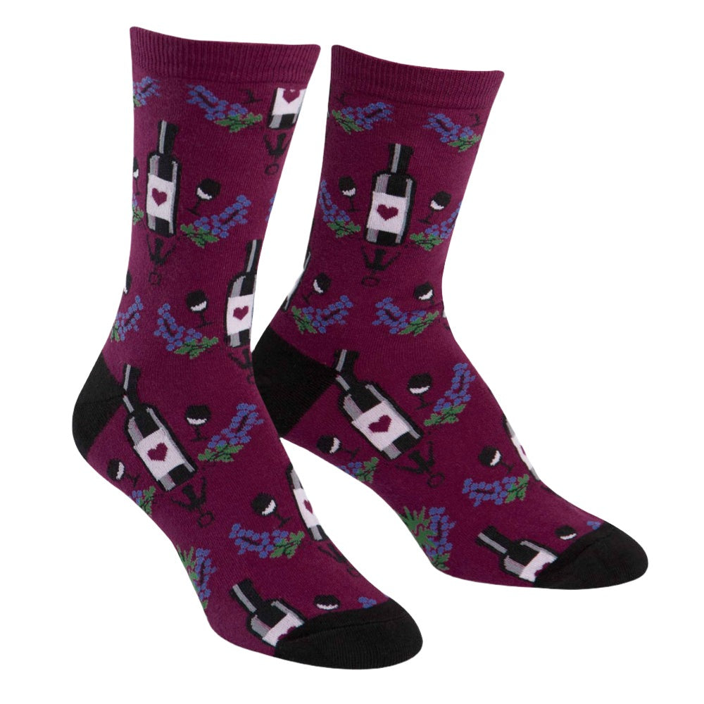 Sock It To Me Women's Crew Socks - Fun & Comfortable Wine Color - Perfect for Casual Wear, Gifts & Everyday Fashion