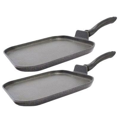 Nonstick Marble Square Griddle - 2 Pack for Gas, Electric & Induction Stoves - Perfect for Pancakes, Eggs & Grilled Cheese - Durable & Easy Clean