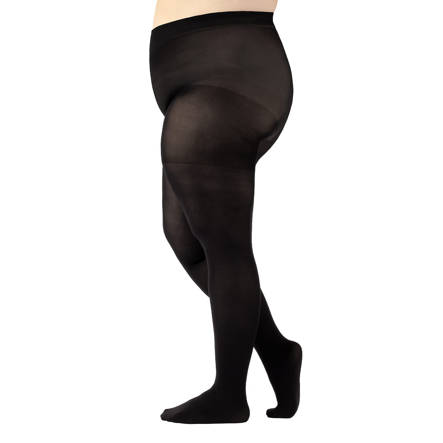CALZITALY Anti-Chafing Opaque Tights 60 DEN Plus Size 4XL Black - Comfortable Italian Hosiery for Work & Travel