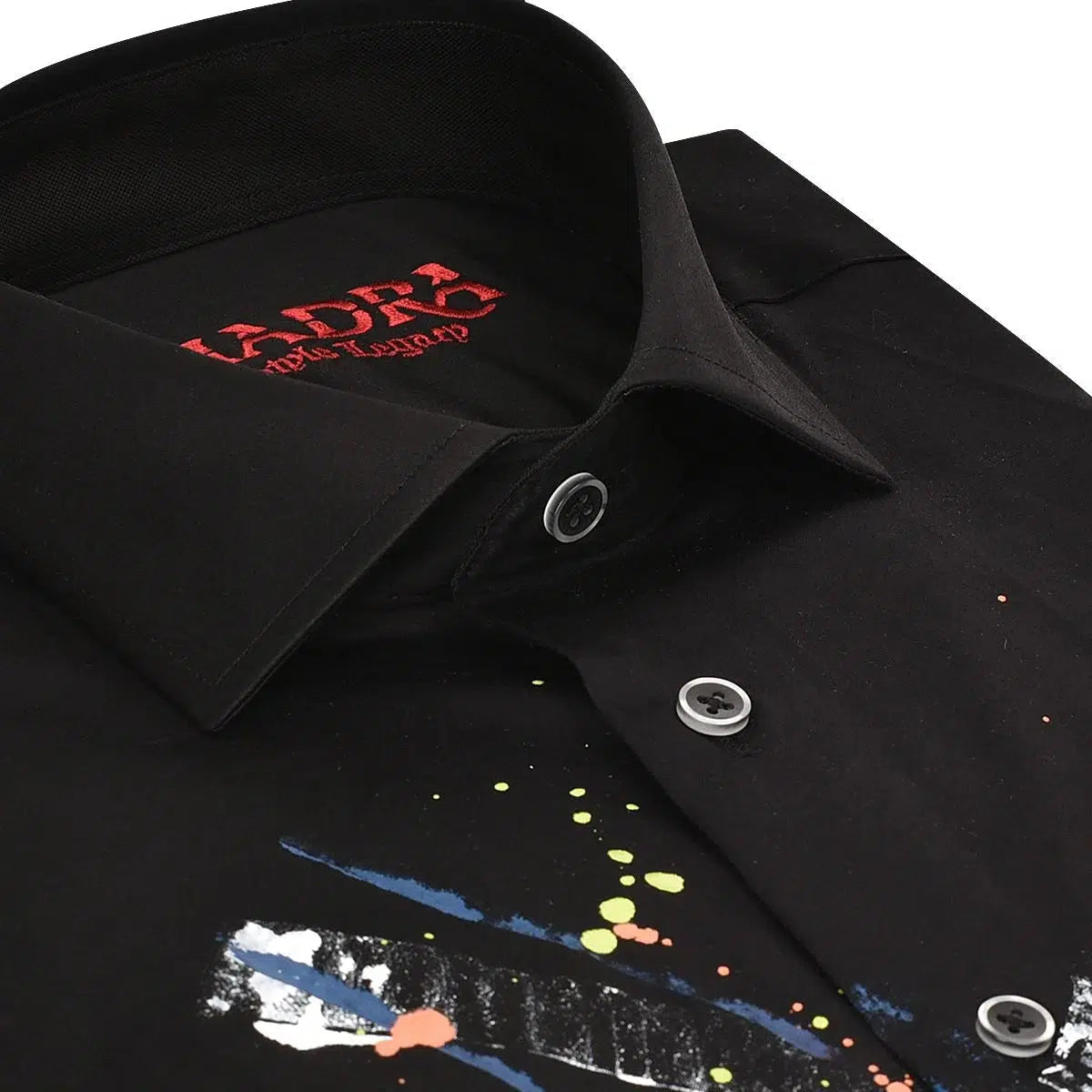 CM0W583 Cuadra Black Casual Fashion Hand Painted Men's Shirt - Stylish Everyday Wear for Work & Social Events