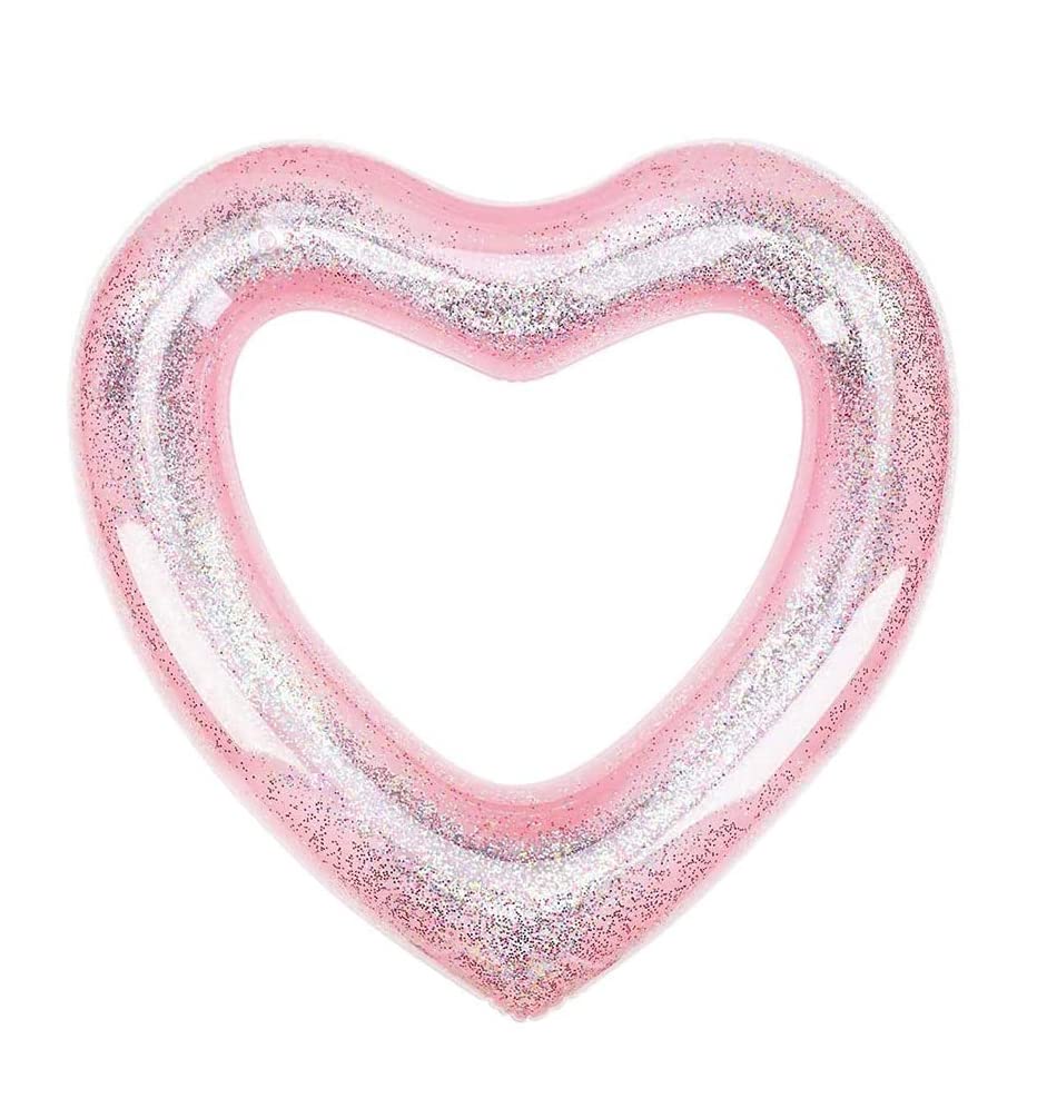 Inflatable Heart Pool Float - Sweet Love Swim Ring Lounger for Summer Water Fun, Beach Party, Pool Party - Perfect for Kids & Adults (Pink, 60