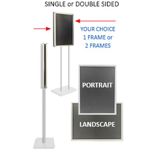 8.5x11 Double Pole Floor Stand Sign Holder - 1 1/4