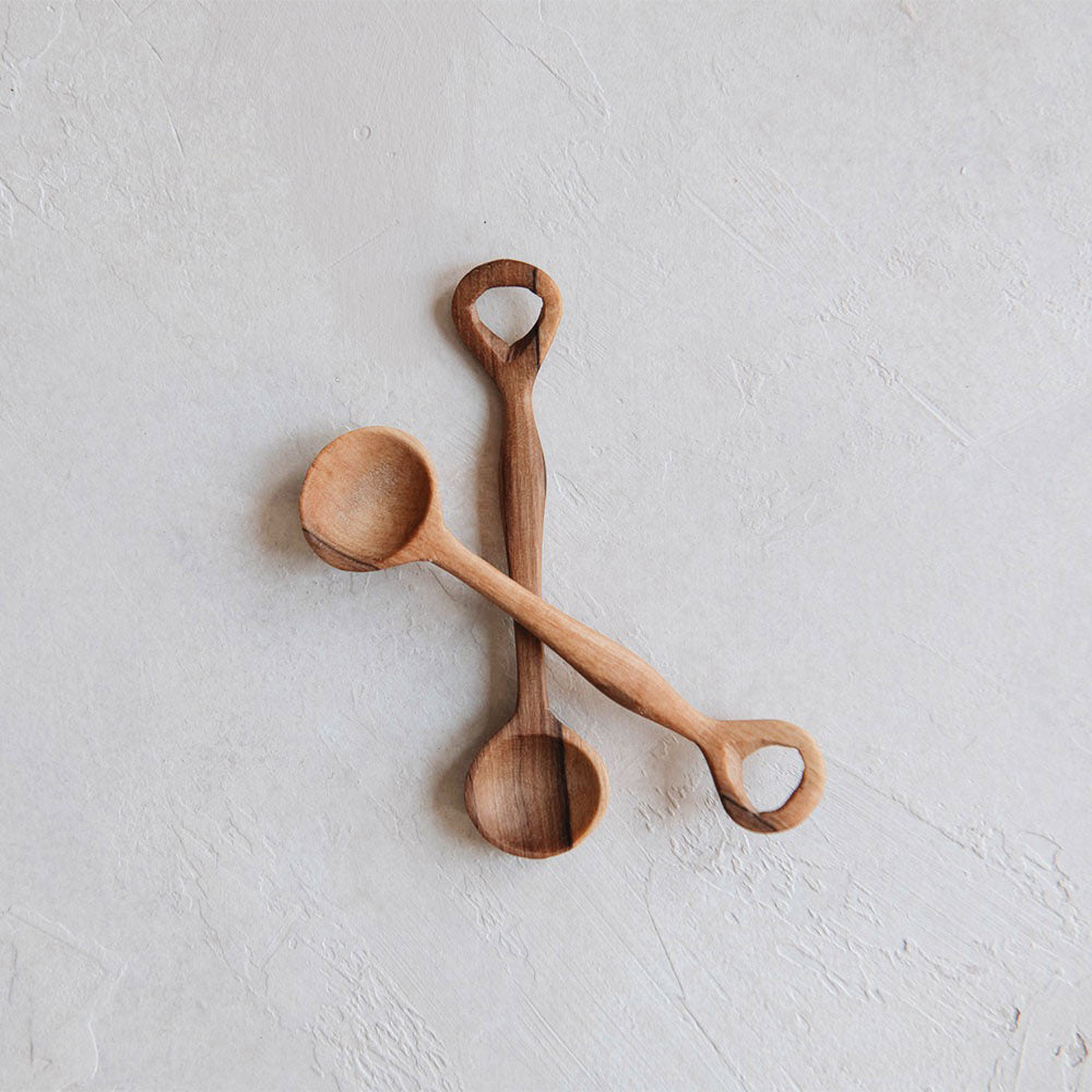 Mini Wooden Spice Spoon Set - 6 Pack Natural Bamboo Measuring Spoons for Cooking, Baking & Tea - Perfect for Kitchen, Camping & DIY Crafts
