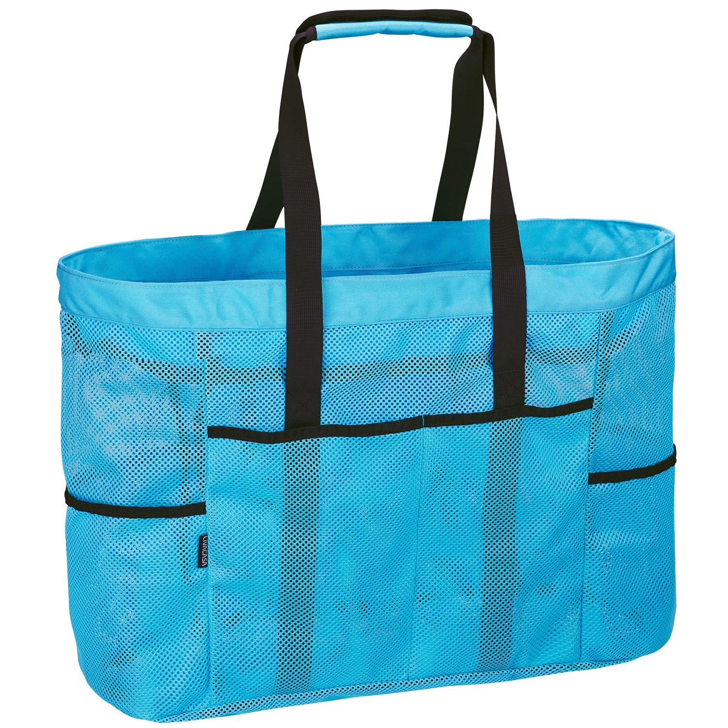 LIVACASA Large Mesh Beach Tote Bag for Women with Zipper & Pockets - Foldable Waterproof Travel Bag for Pool, Beach Vacation, Shopping & Gym