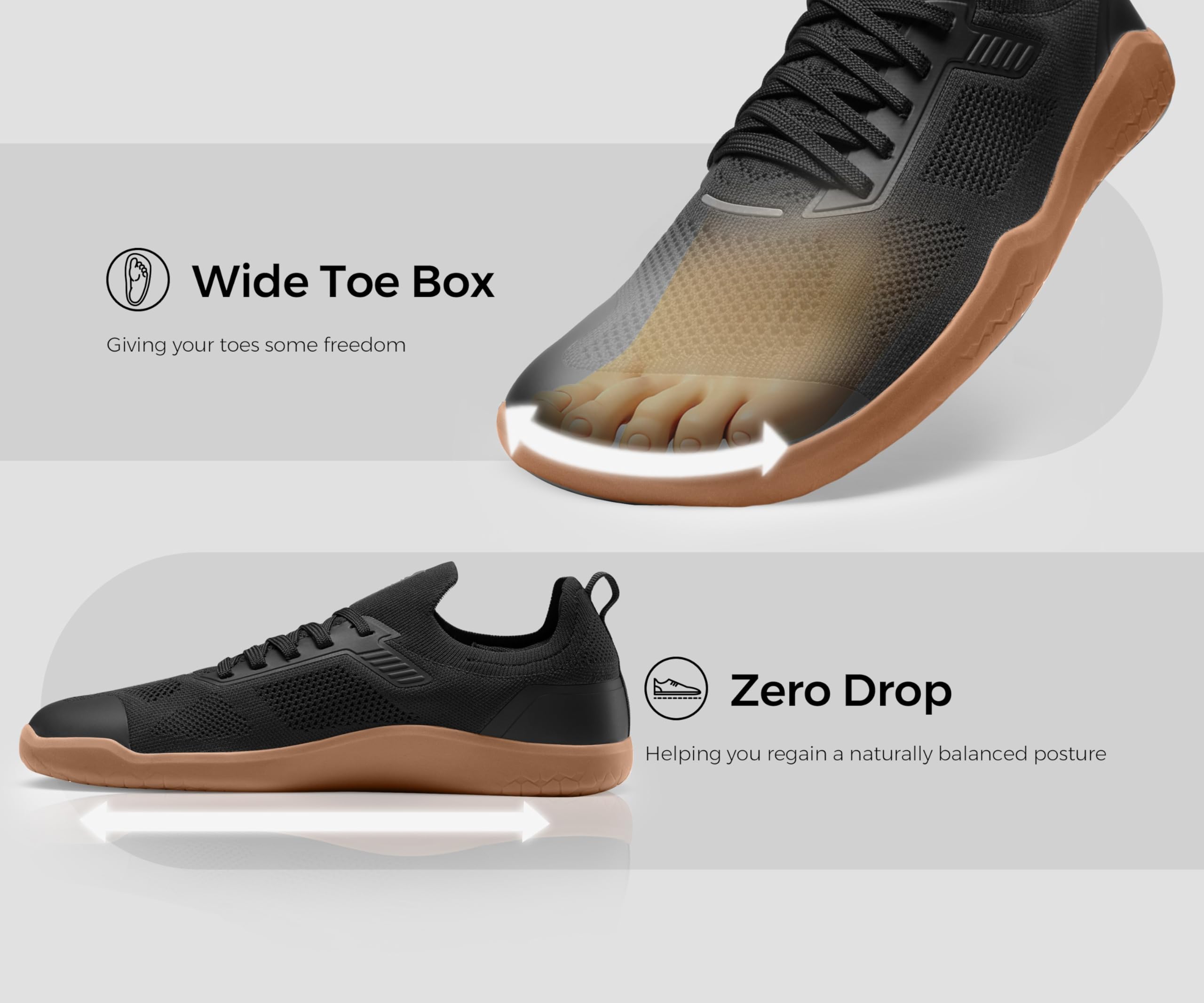 **Men's Barefoot Shoes - Zero Drop Running Shoes for Gym & Cross Training - Minimalist Sneakers with Wide Toe Box for Deadlifts & Natural Movement - Perfect for Trail Running, Workouts & Outdoor Activities**