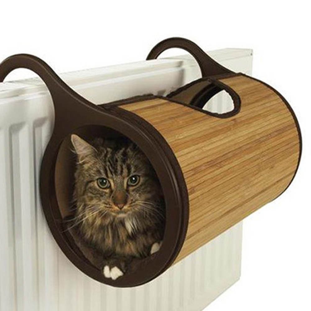 Premium Bamboo Cat Bed - Cozy Radiator Perch for Warmth & Comfort - Perfect for Winter Napping & Window Watching - Eco-Friendly Pet Furniture