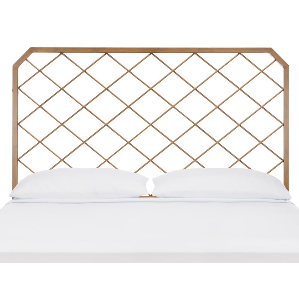 Safavieh Stitch Upholstered Queen Size Headboard in Antique Gold - Elegant Bedroom Decor for Master & Guest Rooms