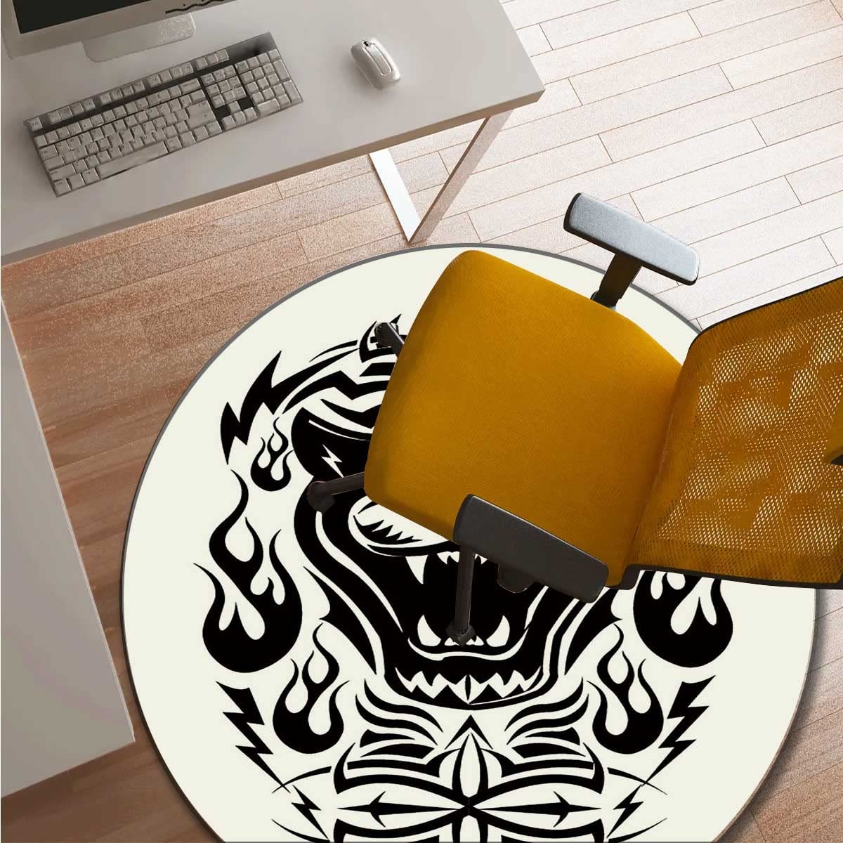 35 Inch Non-Slip Animal Print Chair Mat for Office Carpet - Durable Desk Chair Rug Protector for Hard Floors & Home Office Use