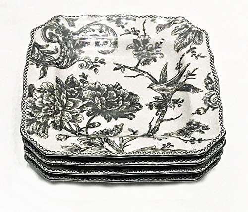 222 Fifth Adelaide SILVER Electroplate Square Salad & Luncheon Plates - Set of 4 (8.5