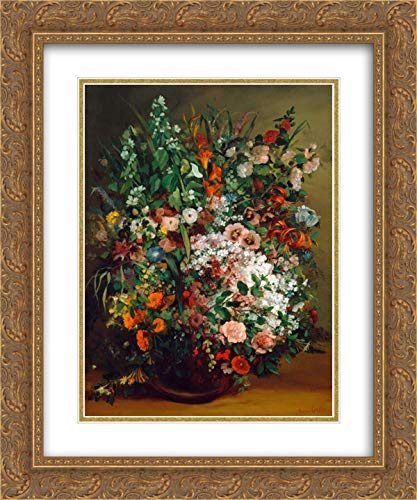 Gustave Courbet 15x17 Gold Ornate Framed Double Matted Museum Art Print - Bouquet of Flowers in a Vase - Perfect for Living Room, Bedroom & Office Decor