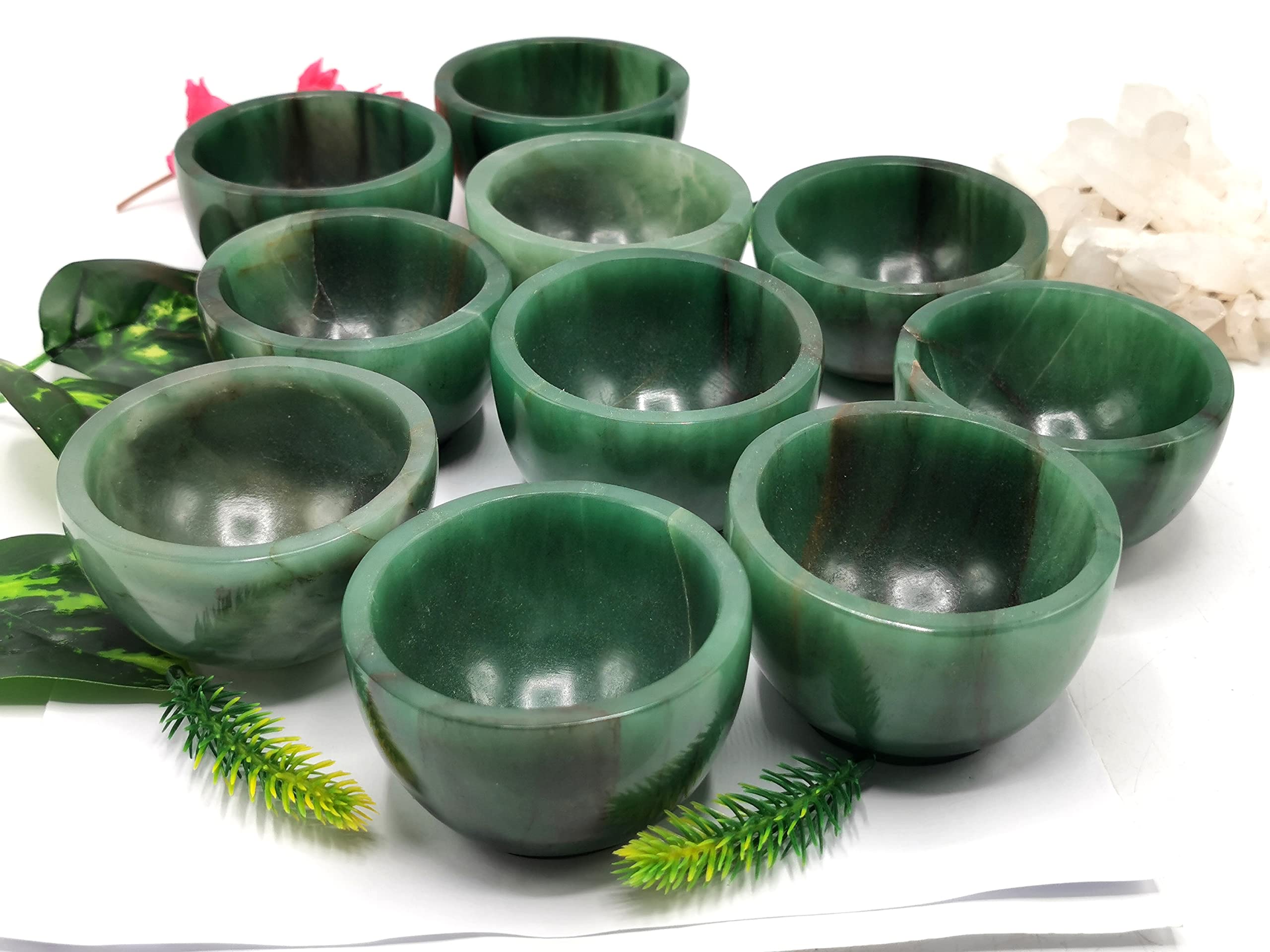 Hand Carved Australian Green Aventurine Bowl - 3 Inch Diameter, 200g (0.44lb) - Natural Stone Serving Bowl for Salads, Snacks & Home Decor - Unique Handmade Gift Idea