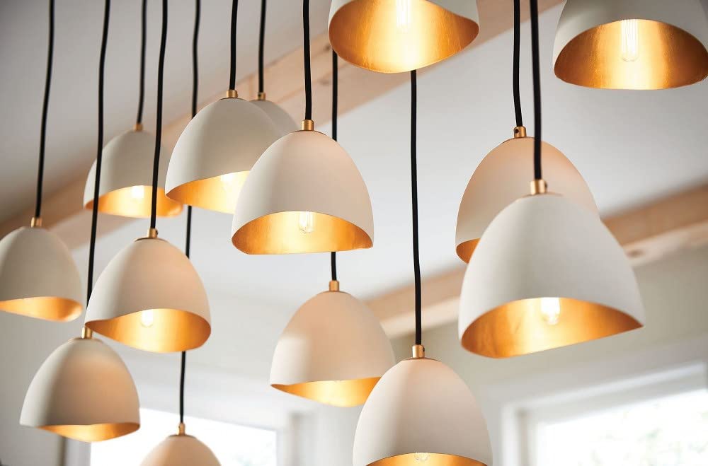 Modern Industrial 14-Light Chandelier - Shell White Finish, Glam Hanging Ceiling Light Fixture for Dining Room, Living Room, Bedroom Decor | Model 81-Bel-4160172