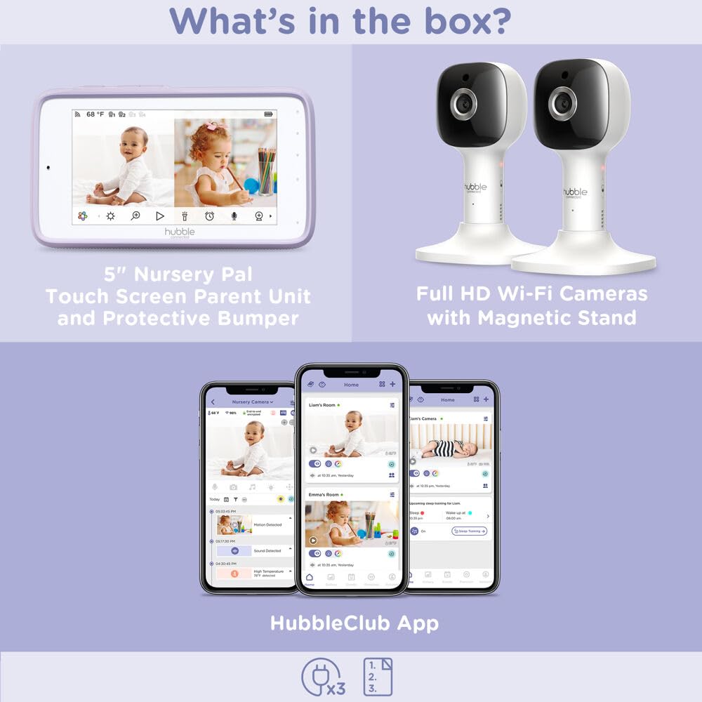 Hubble Connected Nursery Pal Cloud Touch Twin Smart WiFi Baby Monitor with 2 Cameras - 5