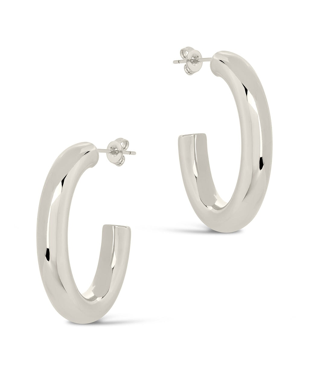 Rory Polished Tube Hoop Earrings for Women - 14K Gold Plated Stainless Steel Minimalist Dangle Earrings - Perfect for Everyday Wear, Office, Party & Gift Giving
