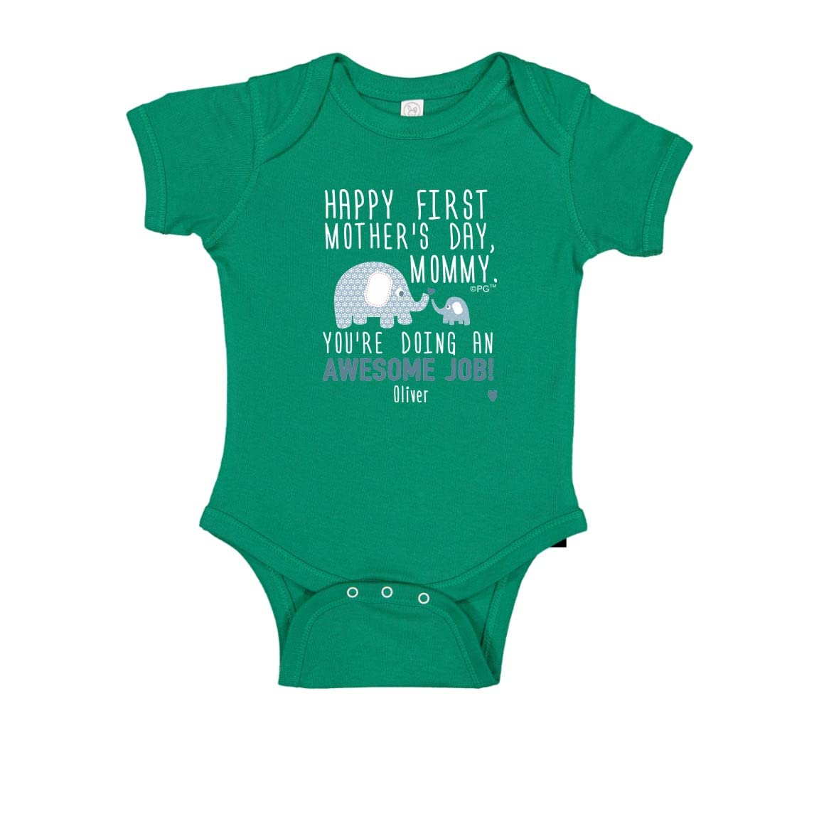 Personalized First Mother's Day Gift - Adorable Blue Elephant Baby Bodysuit for New Moms | Perfect for Baby Showers, Photo Shoots & Special Occasions