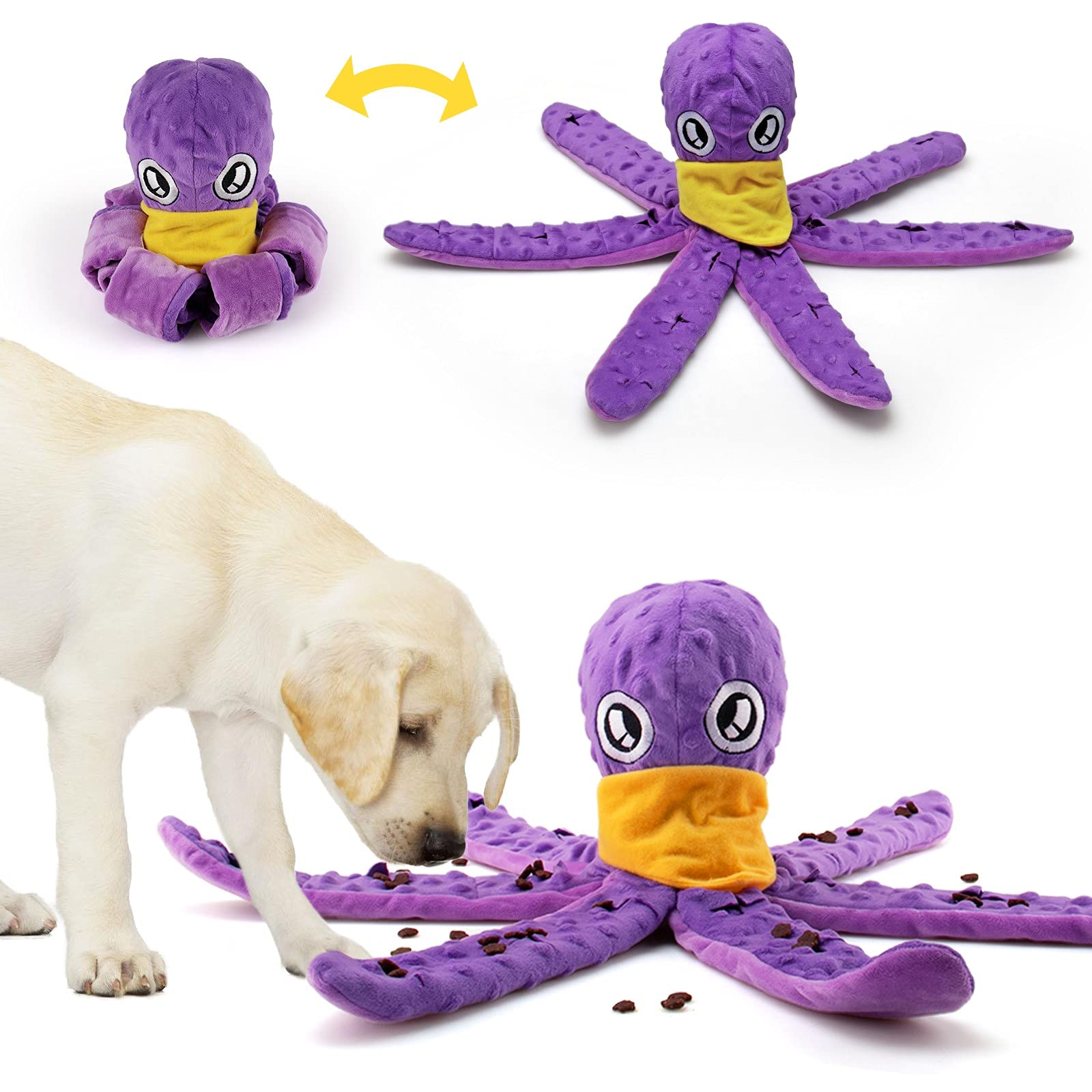 **TOTARK Snuffle Dog Mat - Interactive Foraging Bowl & Slow Feeder Puzzle Toy for Puppies & Dogs - Plush Chew & Squeaky Toy for Large, Medium & Small Breeds - Reduce Boredom & Anxiety (Great for Mealtime, Training & Mental Stimulation)**