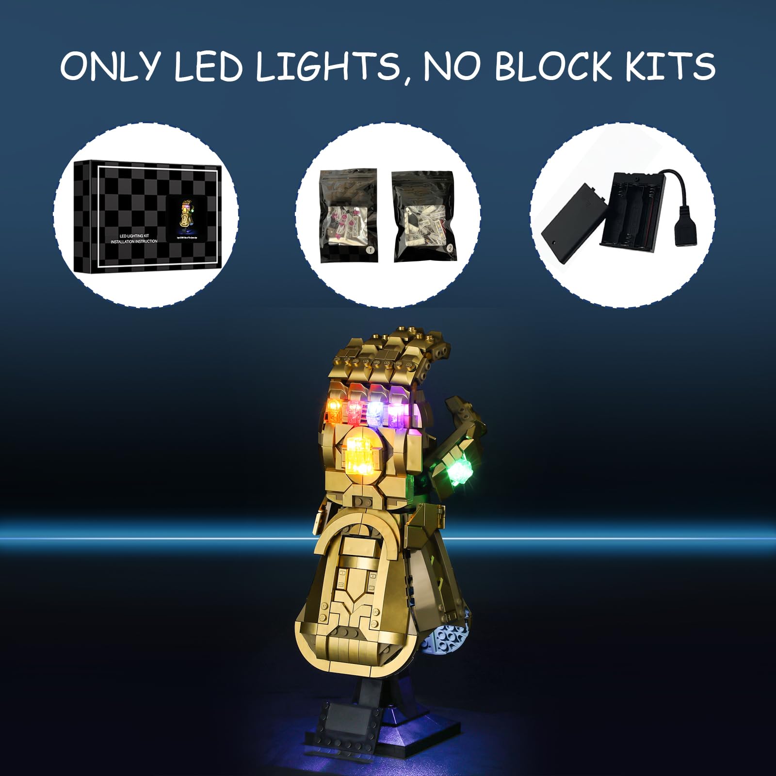 LED Light Kit for Lego 76191 Marvel Infinity Gauntlet Building Set - Compatible Lighting for Lego Infinity Gauntlet Model (Not Included) - Perfect for Display & Marvel Collections