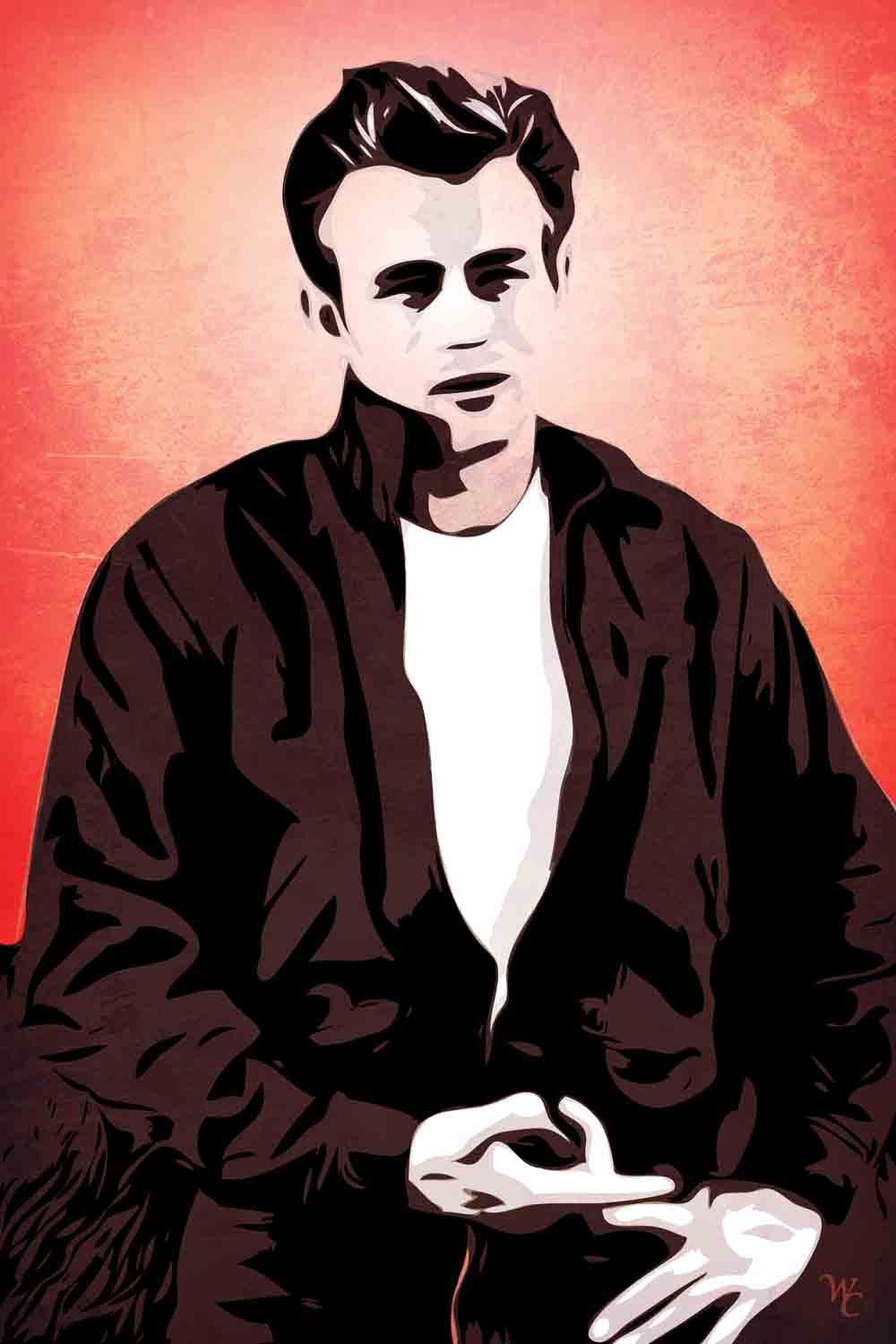 Louis Leonard Art – James Dean Canvas Giclee Wall Art Print by William Cuccio | Framed Vintage Hollywood Decor for Living Room, Bedroom & Office