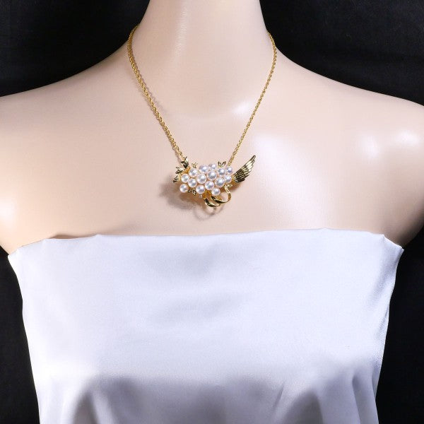 18K Yellow Gold Akoya Pearl and Diamond Convertible Necklace & Brooch Jewelry Set - Perfect for Weddings, Anniversaries and Special Occasions