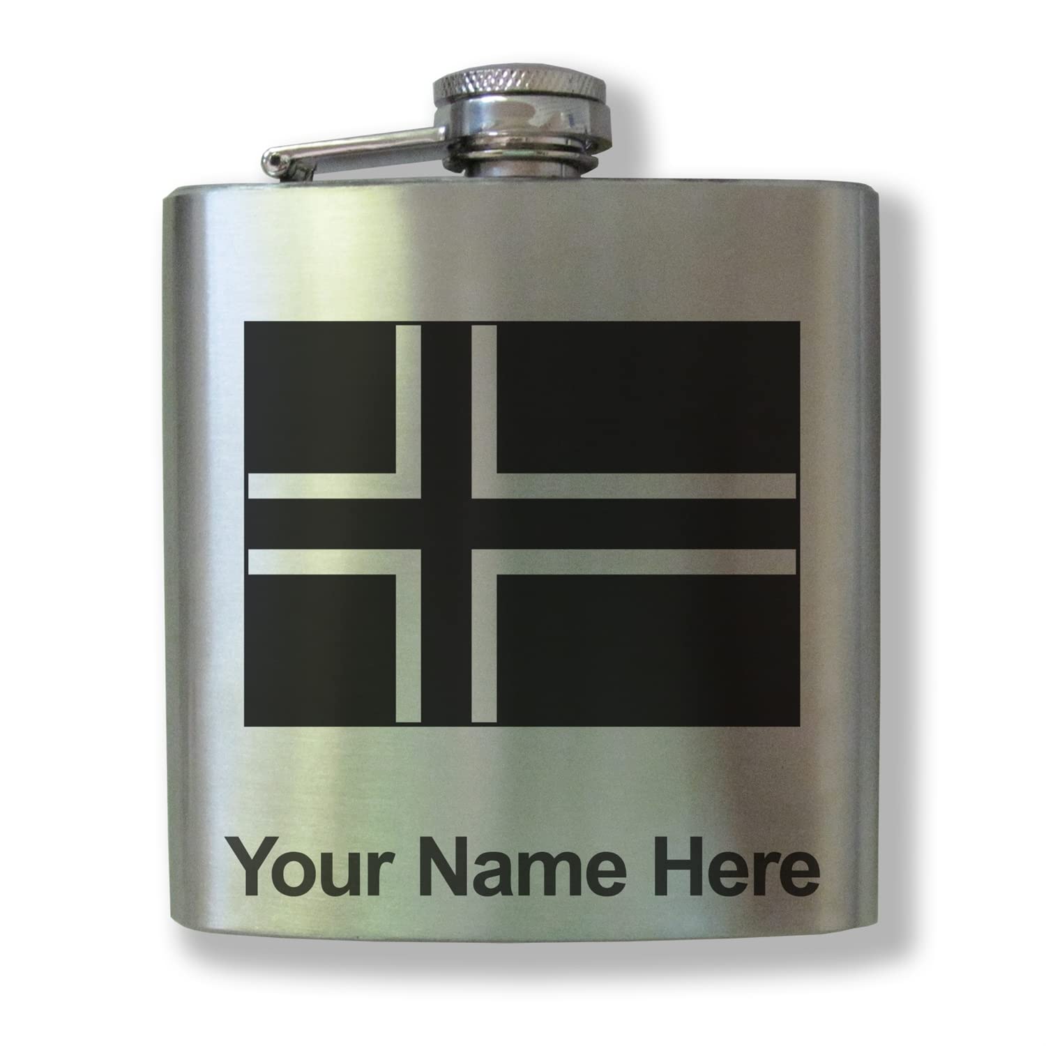 6oz Stainless Steel Flask with Norway Flag Design - Personalized Engraving Included | Durable & Leak-Proof | Perfect for Outdoor Adventures, Camping & Gifts