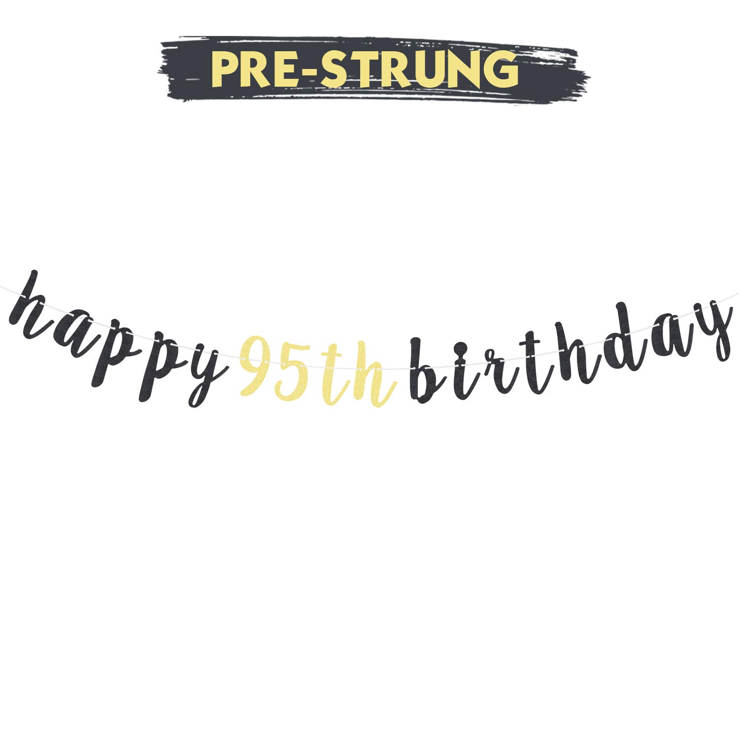 95th Birthday Party Decorations - Glitter Garland Banner & Backdrop Sign for 95 Years Old Celebration | Happy Birthday Party Supplies for Grandparents, Senior Milestone Events & Family Gatherings